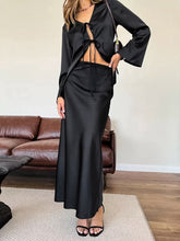 Bell Sleeve Tie Top Fishtail Skirt Set